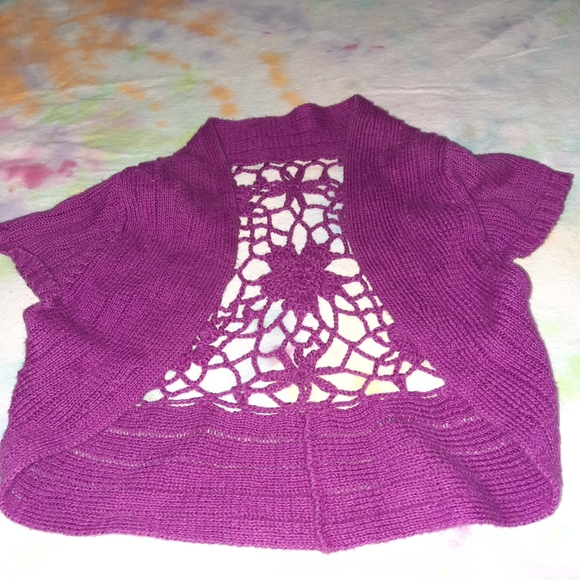 Girls Purple Crochet Cover Top - Picture 1 of 5